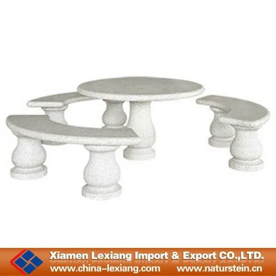 Arc stone bench with round table