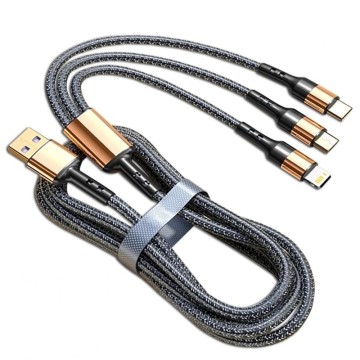 Haute vitesse 3 dans 1 5A USB C Câble de charge rapide