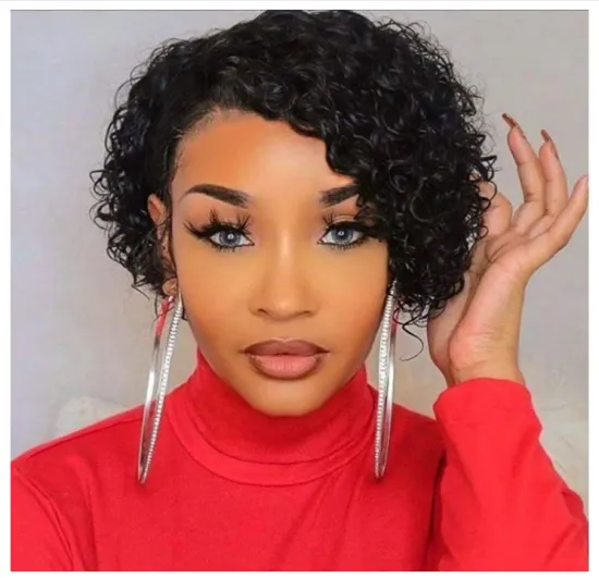 Wholesale Human Hair Wigs Curly Side Part Wig Short Bob Brazilian Remy Human Hair Wigs for Women Natural Black Color
