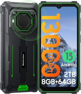 BV6200 Rugged Android 13 Smartphone with Expandable Storage and Loudest Speaker