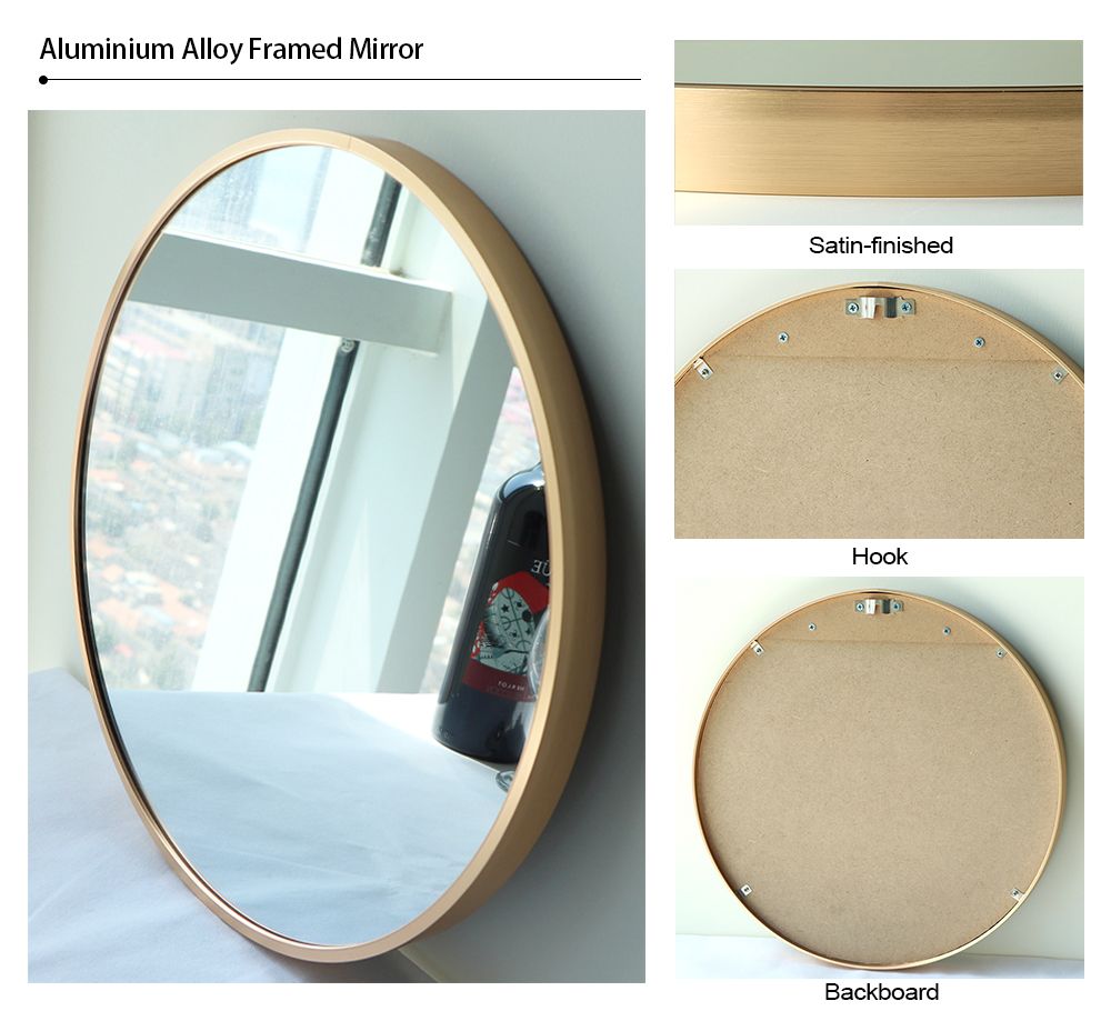 6mm  brass design round 	stainless steel  antique gold frame mirror glass for decorative