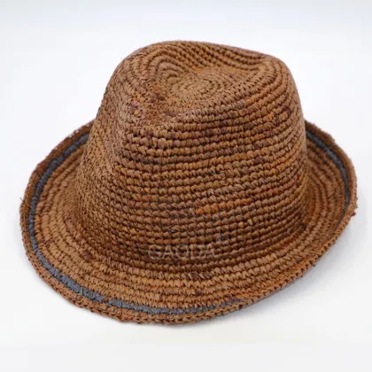 Raffia straw Indiana jones fedora hat men image craft hats