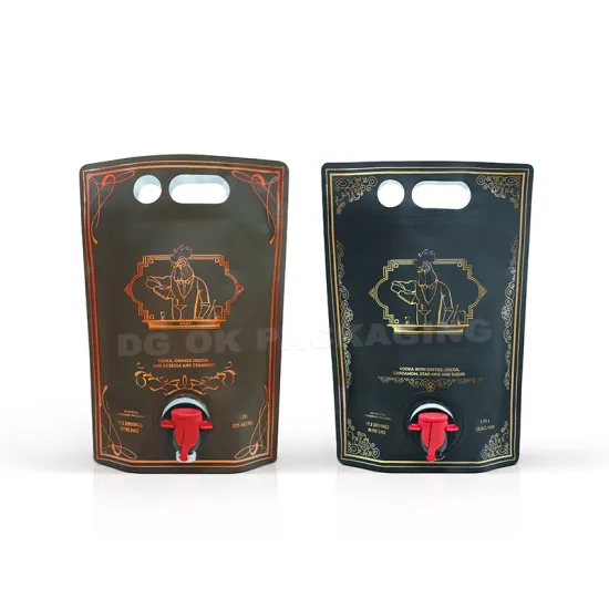 Custom Gravure Printing Secure Doypack Wine Pouch Packaging Bags