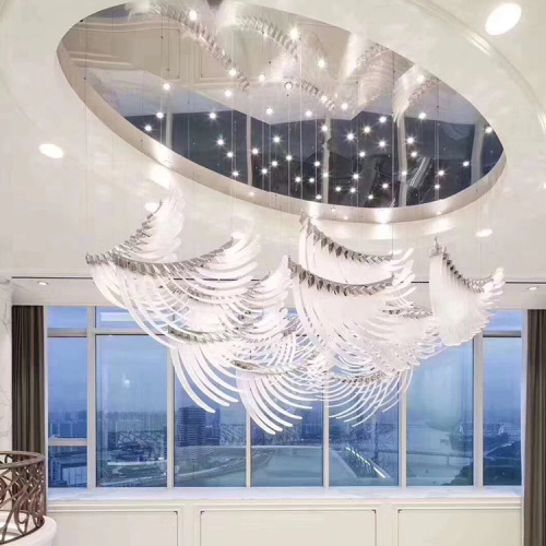 Luxury glass white wing pendant light chandelier