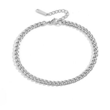 Wholesale 4MM Cuban Chain Stainless Steel 14K Gold Anklets for Men and Women