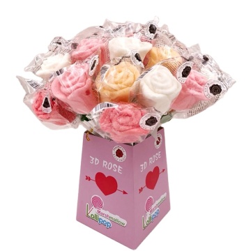 New mallowpop Rose flower shape marshmallow lollipop candy