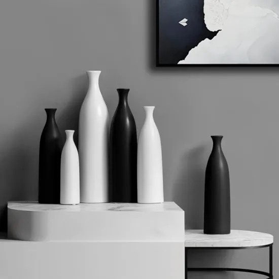 Modern Black and White Ceramic Vase Decorations for Living Room