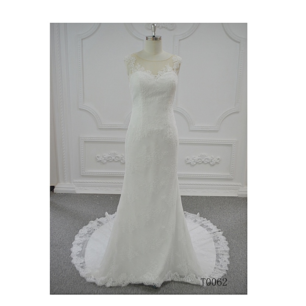 High quality elegant design white lace bridal ball gown wedding dress