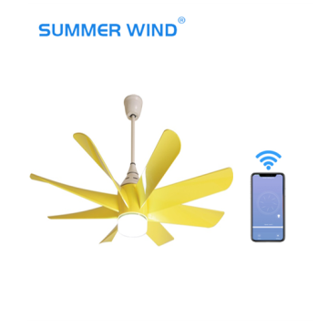Современный желтый свет потолочного вентилятора с дистанционным управлением