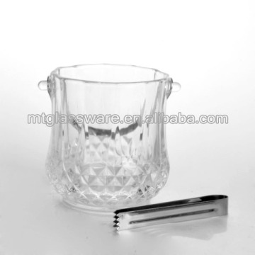 glass ice bucket with ice clamp