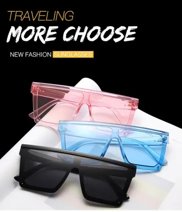 Women's Vintage Oversize UV400 Black Sunglasses - Luxury Brand Square Frames