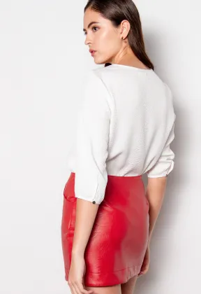 2020 New Fashion Red Ladies Pu Leather Skirt