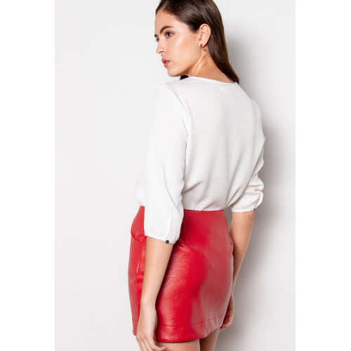 2020 New Fashion Red Ladies Pu Leather Skirt