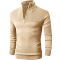 Mens Slim Fit Zip Up Mock Neck Pull