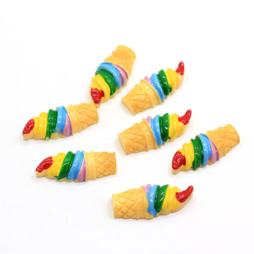 Rainbow Ice-cream Cabochons Flatback Ice-cream Cone Resin Slime Charms For Handcraft Accessories Scrapbooking Phone Case Decor