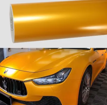 satin metallic yellow car vinyl wrap