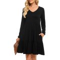 Damen Wrap V Neck Kleid