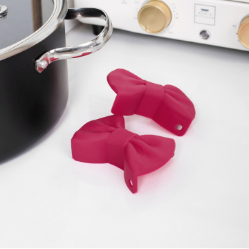 2 unids Wholesale Bowknot Silicone Pot Holders Mitts