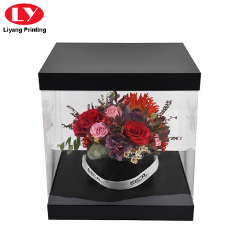 Custom Black Square Flower Box Clear Boxes Delivery