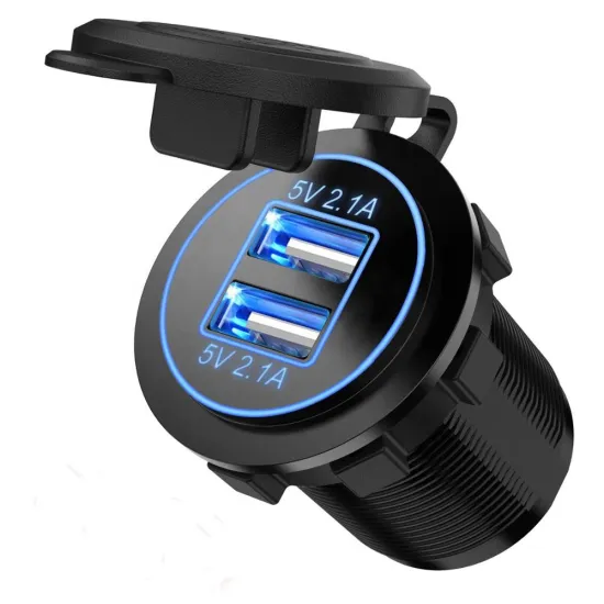 5V/4.2A Dual USB Car Charger with LED Fast Charging for Car, Boat, Marine