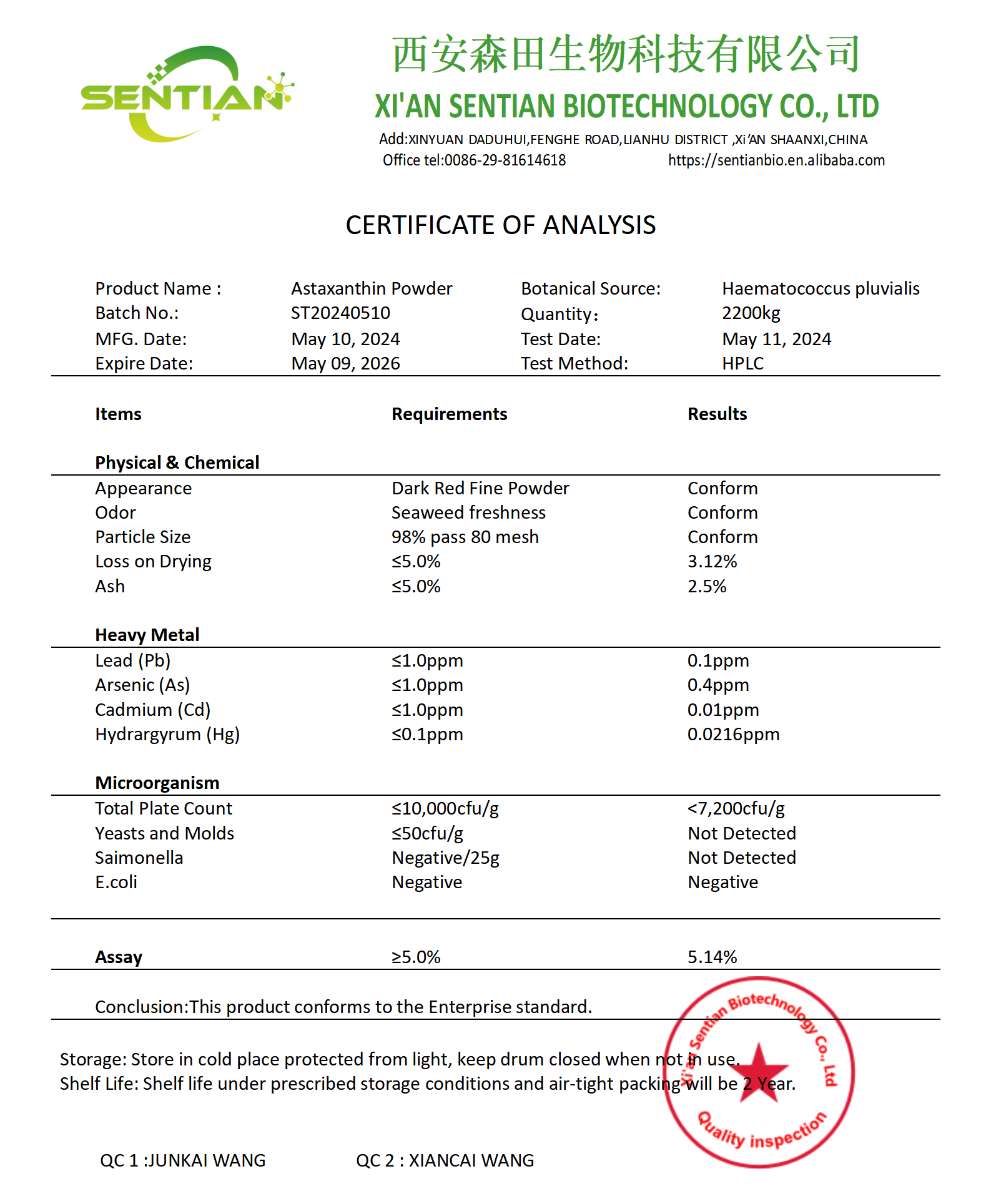 COA of Astaxanthin5%_01