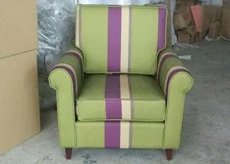 Winslow Concave Arm Striped Fabric Upholstered Modern Accen