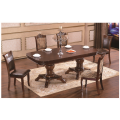 Table et chaises de salle à manger en bois massif de conception antique