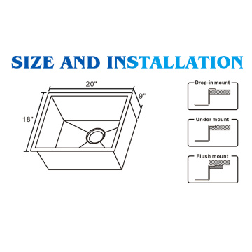 Skutella waħda ta &#39;kwalità għolja undermount sink tal-kċina