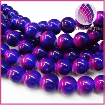 Painted glass beads two tone 10mm round, 34inch / strand.