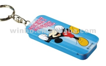 Cartoon kids cute keychain ring mini tin box