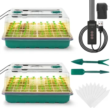 Mini Greenhouse Germination Kit: Waterproof Hydroponic Dome with 48 Cells, High Humidity Seedling Starter Tray and LED Grow Light