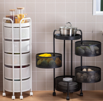 Multi Layer Rotating Vegetable Storage Rack - Removable Shelving for Efficient Vegetable Management