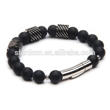Men's Healthy Matt Agate Beaded Bracelet