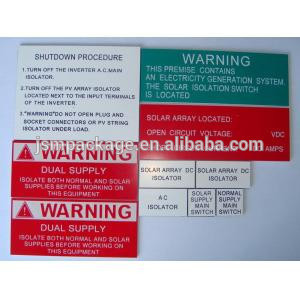 Solar warning label kits ABS solar label dual-color adhesive label