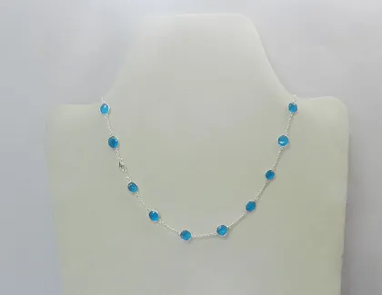 925 Sterling Silver London Blue Topaz Hydro Necklace