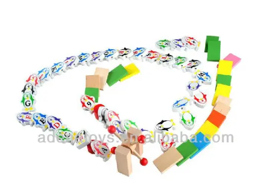 Wooden kids educational DIY Toys Alphabet Domino with box