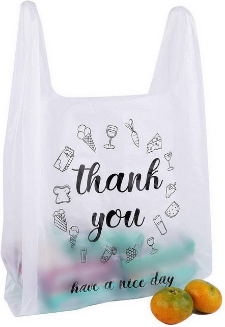 Clear Poly Thank You Supermarket Grocery T Shirt Plastic Shopping Bag