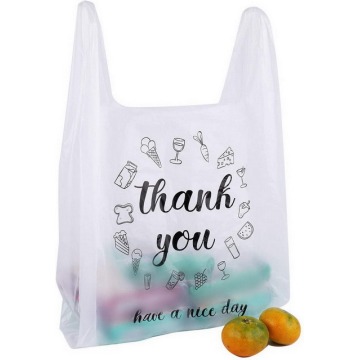 Clear Poly Thank You Supermarket Grocery T Shirt Plastic Shopping Bag