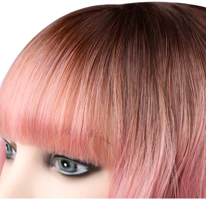 Cute Realistic High Quality Water Wave Short Best Curly Synthetic Bob Cosplay Cheap Pink Paula Young Wigs With Bangs For Women