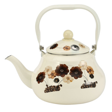 2.0L High Quality White Decals Enamelware Whistling Kettle with Bakelite Handle