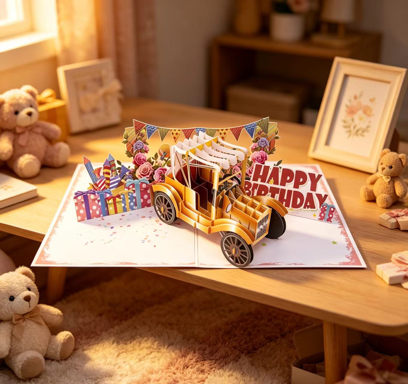 classic car pop up birthday cards