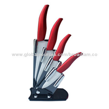 Ceramic Knife Set, White Blade, ABS + TPR Color Handle, Outstanding Sharpness