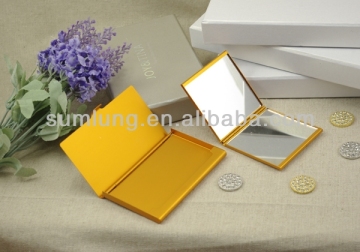 Aluminum square makeup mirror and aluminum business card holder gift set packing /wedding gift sets