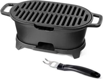 Mini Cast Iron Grill Tabletop Small Portable Charcoal Grill for Outdoor Camping Japanese BBQ Grill Grate