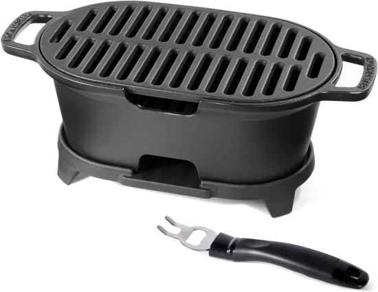 Mini Cast Iron Grill Tabletop Small Portable Charcoal Grill for Outdoor Camping Japanese BBQ Grill Grate