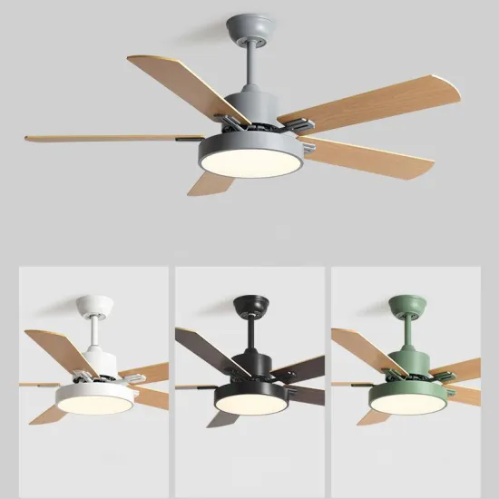 Modern Wooden Blade LED Ceiling Fan with Decorative Lighting for Villa Bedroom