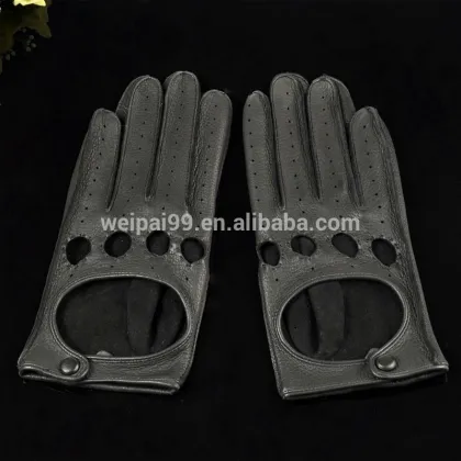 Top quality women black breathable driving gloves deerskin leather gloves