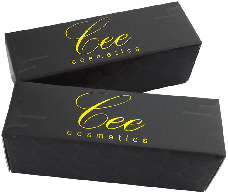 Gold Logo Black Paper Custom Lipstick Box