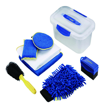 Comprehensive Car Cleaning Set: 9-Piece Polishing Pad, Wiping Cloth, Chenille Mitt, and Storage Box Kit