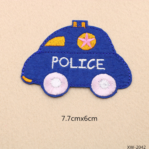 A polícia bordou patches desenhos animados de carro patches bolsa chapéu